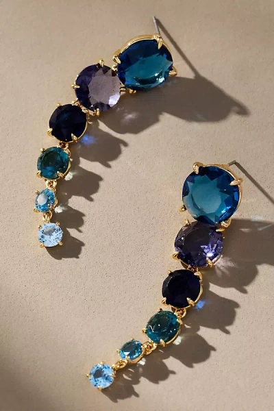 By Anthropologie Multicolor Crystal Drop Earrings In Blue
