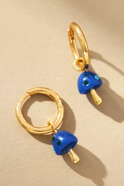 By Anthropologie Mushroom Huggie Hoop Earrings In Blue