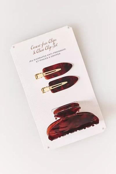 By Anthropologie Naturals Collection Claw Clip & Crease-free Clips Set In Brown