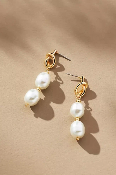 By Anthropologie Nautical Knotted Pearl Drop Earrings In White