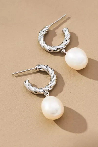 By Anthropologie Nautical Pearl Huggie Earrings In White