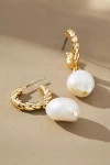 By Anthropologie Nautical Pearl Huggie Earrings In Gold