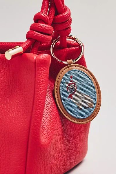 By Anthropologie Needlepoint Dog Bag Charm In Blue