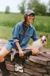By Anthropologie Needlepoint Icon Waxed Canvas Baseball Cap In Blue