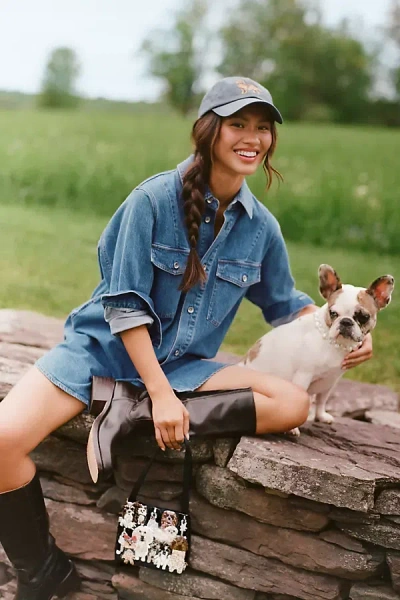 By Anthropologie Needlepoint Icon Waxed Canvas Baseball Cap In Blue