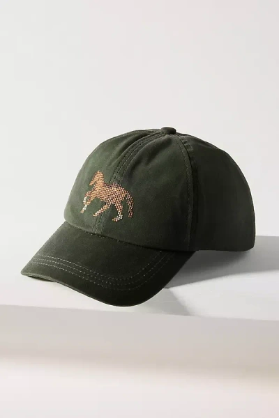 By Anthropologie Needlepoint Icon Waxed Canvas Baseball Cap In Green