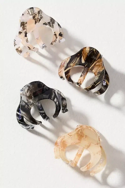 By Anthropologie Neutral Mini Hair Claw Clips, Set Of 4 In Black