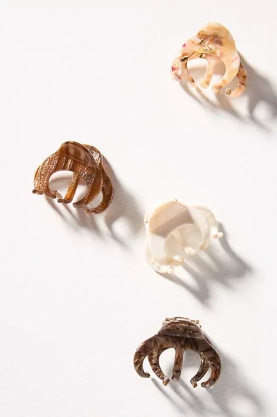 By Anthropologie Neutral Mini Hair Claw Clips, Set Of 4 In Multicolor