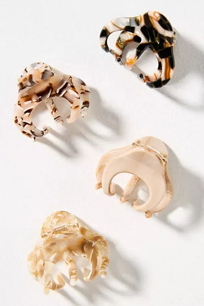 By Anthropologie Neutral Mini Hair Claw Clips, Set Of 4 In Multicolor