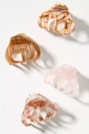 By Anthropologie Neutral Mini Hair Claw Clips, Set Of 4 In Brown