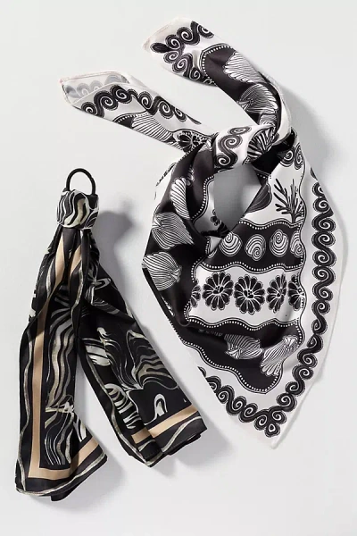 By Anthropologie Neutral Patterned Hair Scarves, Set Of 2