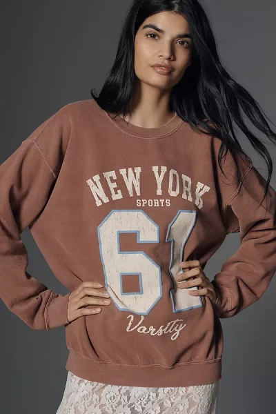 By Anthropologie New York 61 Graphic Sweatshirt In Brown