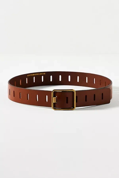 By Anthropologie Notched Square Buckle Belt In Brown
