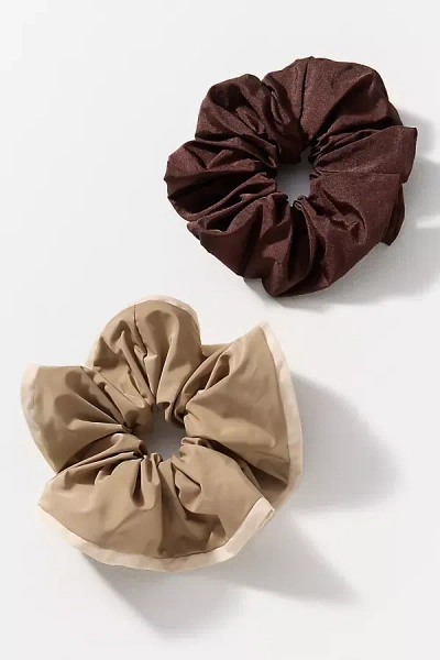 By Anthropologie Nylon Scrunchies, Set Of 2 In Brown