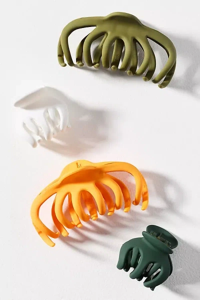 By Anthropologie Octopus Hair Claw Clips, Set Of 4 In Green