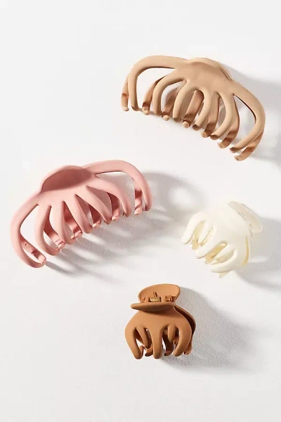 By Anthropologie Octopus Hair Claw Clips, Set Of 4 In Neutral