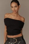 By Anthropologie Off-shoulder Sheer Crop Sweater Top In Black