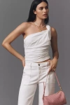 By Anthropologie One-shoulder Twisted Knit Top In White