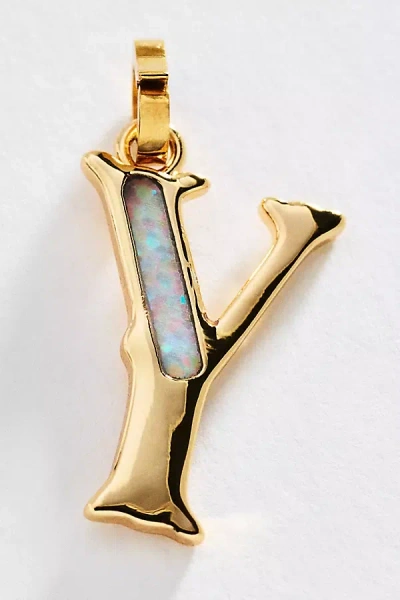 By Anthropologie Opal Pendant Initial Charm In Gold