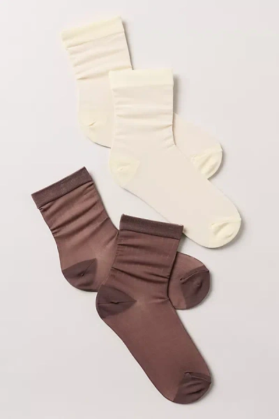 By Anthropologie Opaque Socks, Set Of 2 In Brown