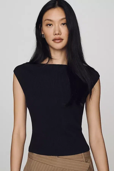 By Anthropologie Open Back Knit Top In Black