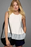 By Anthropologie Open-back Twofer Tank Top In White