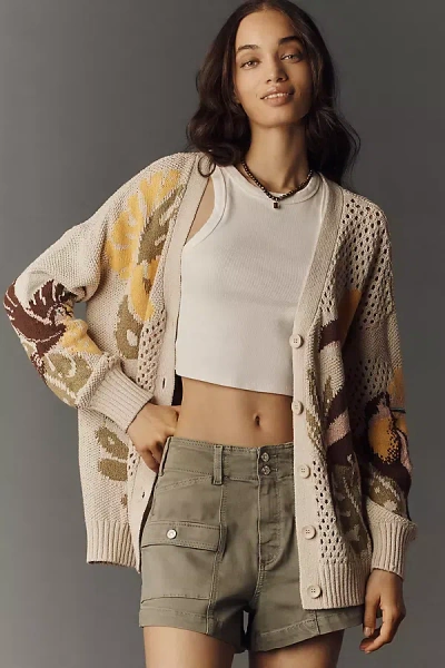 By Anthropologie Open Stitch Cardigan In Brown