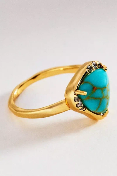 By Anthropologie Organic Bezel Crystal Ring In Gold