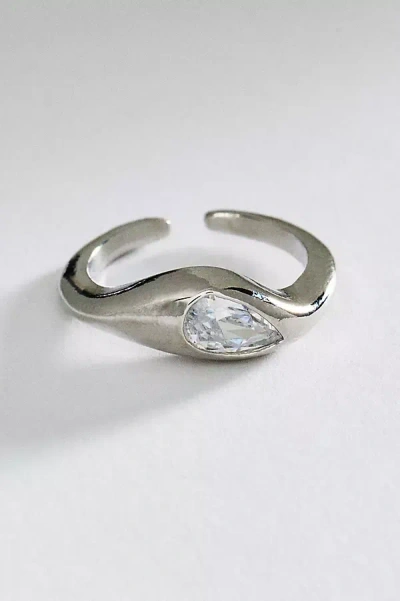 By Anthropologie Organic Pear-cut Crystal Ring In Metallic