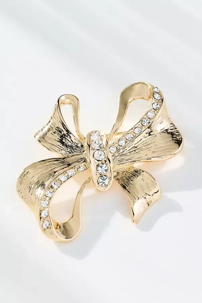By Anthropologie Ornate Bow Brooch In Gold