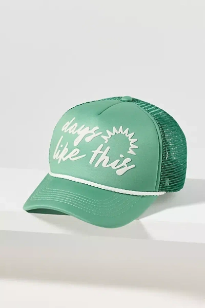 By Anthropologie Outdoorsy Conversational Trucker Hat In Green