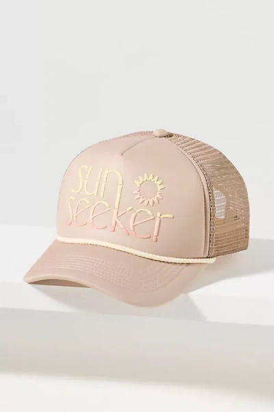 By Anthropologie Outdoorsy Conversational Trucker Hat In Sand
