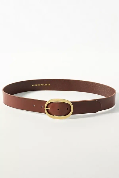 By Anthropologie Oval Buckle Belt In Brown