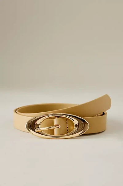 By Anthropologie Oval Buckle Leather Belt In Neutral