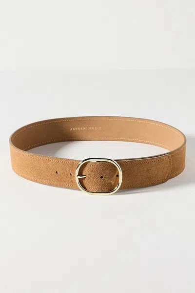 By Anthropologie Oval Buckle Leather Belt In Neutral