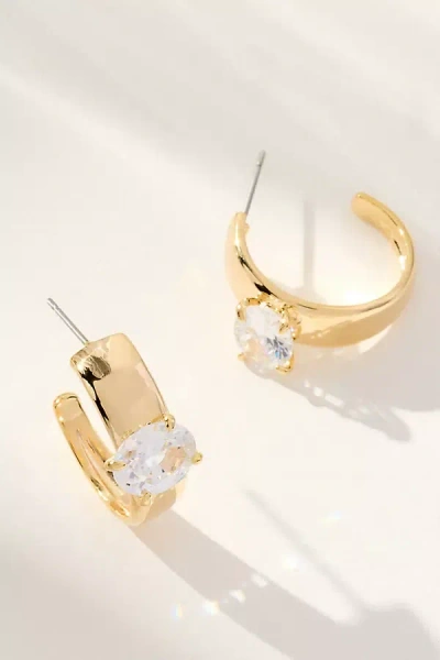 By Anthropologie Oval Crystal Earrings In Gold