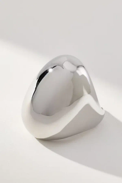 By Anthropologie Oval Metal Cocktail Ring In Silver