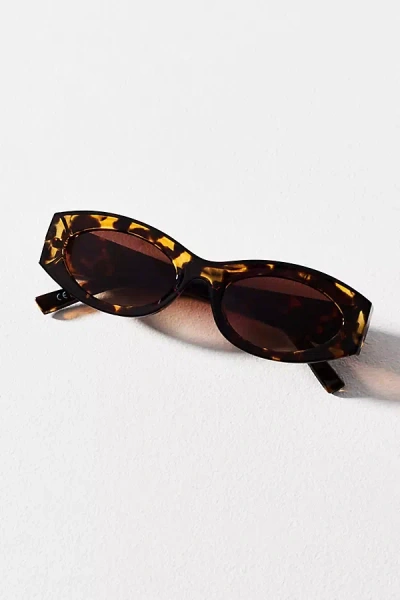 By Anthropologie Oval Slim East-west Sunglasses In Brown