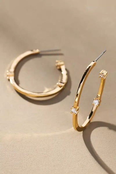 By Anthropologie Oval Sparkle Hoop Earrings In Gold