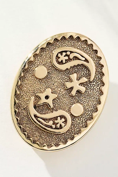 By Anthropologie Oval Yin And Yang Brooch In Gold