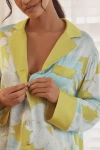 By Anthropologie Oversized Button-front Pajama Shirt In Green