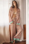 By Anthropologie Oversized Button-front Pajama Shirt In Green