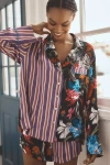By Anthropologie Oversized Button-front Pyjama Shirt In Multicolor