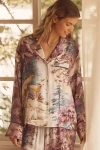 By Anthropologie Oversized Button-front Pyjama Shirt In Multi
