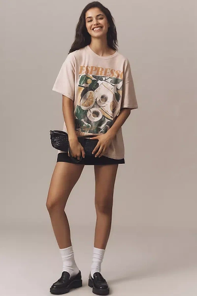By Anthropologie Oversized Espresso Graphic Tee In Orange