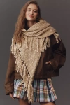 By Anthropologie Oversized Fringe Wrap In Gold