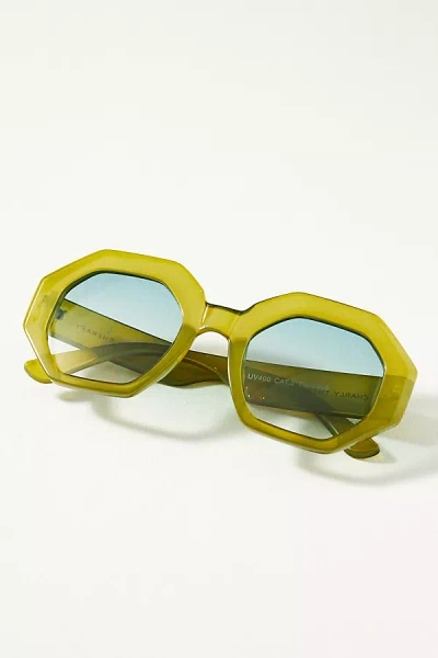 By Anthropologie Oversized Geo Sunglasses In Green