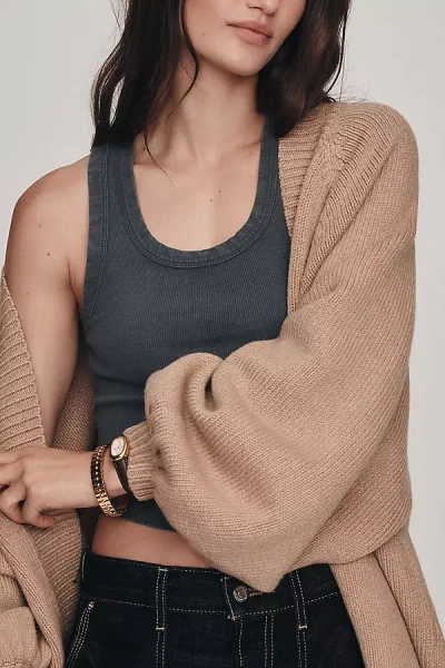 By Anthropologie Oversized Puff-sleeve Cardigan In Brown