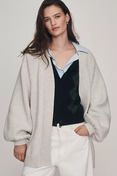By Anthropologie Oversized Puff-sleeve Cardigan In Gray