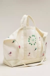 By Anthropologie Oversized Slouchy Printed Canvas Tote In White